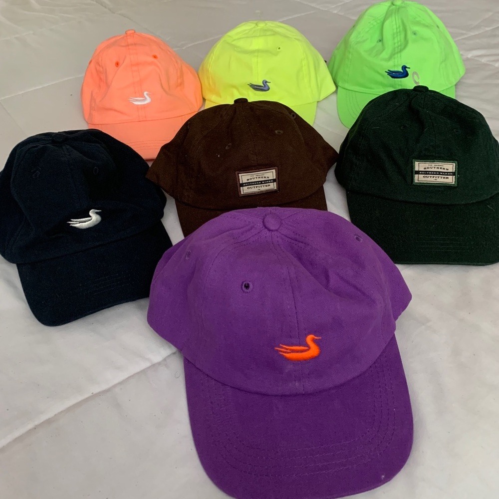 Lot of 7 Unisex Southern Marsh Hats Caps Purple Neon Peach Brown Pine Green NWT